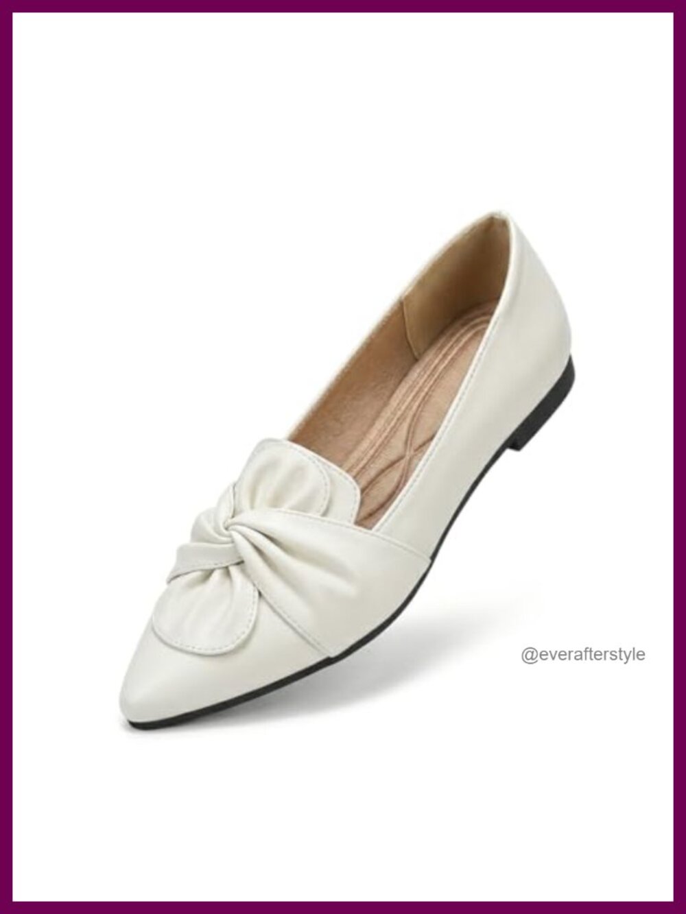 PU Leather Pointed Toe Ballet Flats Memory Foam Insole Comfort Work Office